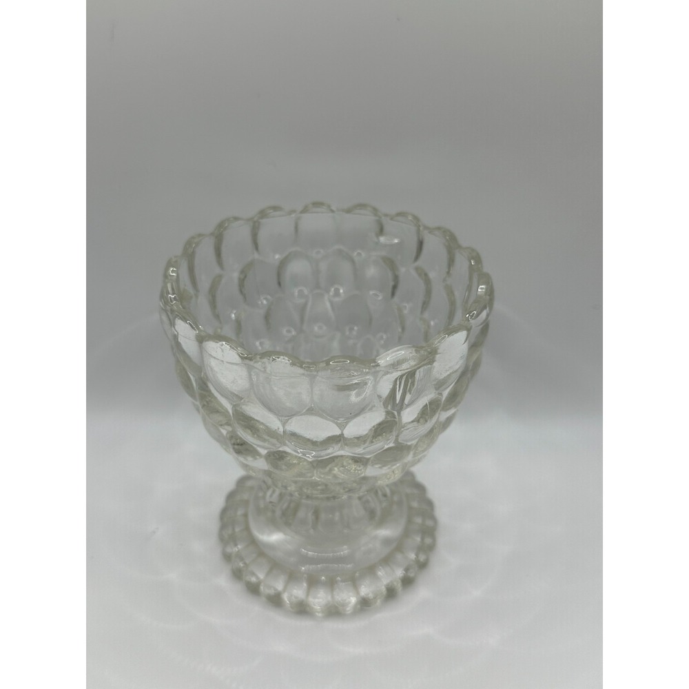 Vintage Avon Clear Bubble‎ Glass Footed Candy Dish Dip Bowl 4" Compote Sundae